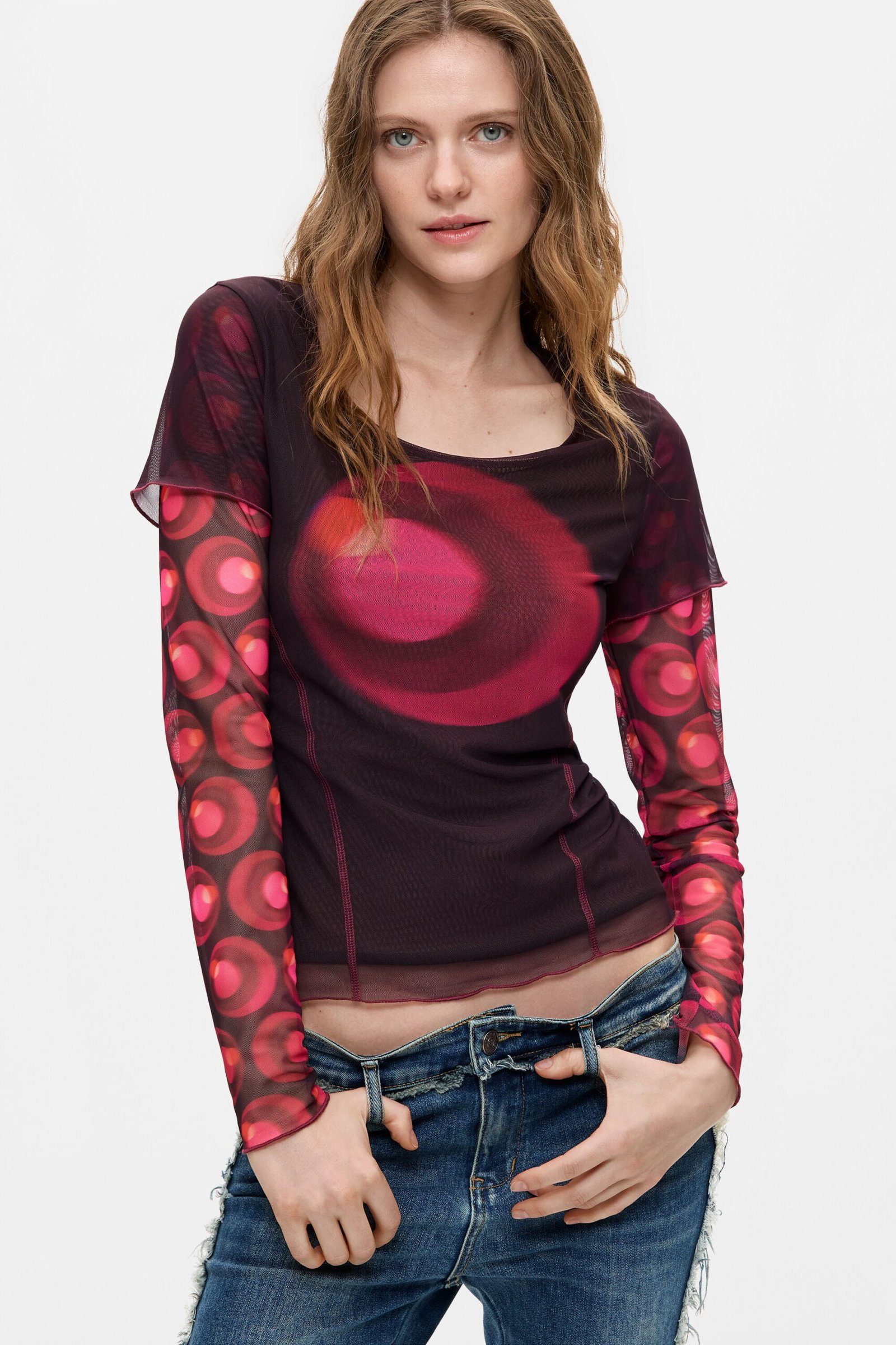 Lange mouw T-shirt met print - RED - L 1 Lange mouw T-shirt met print - RED - L