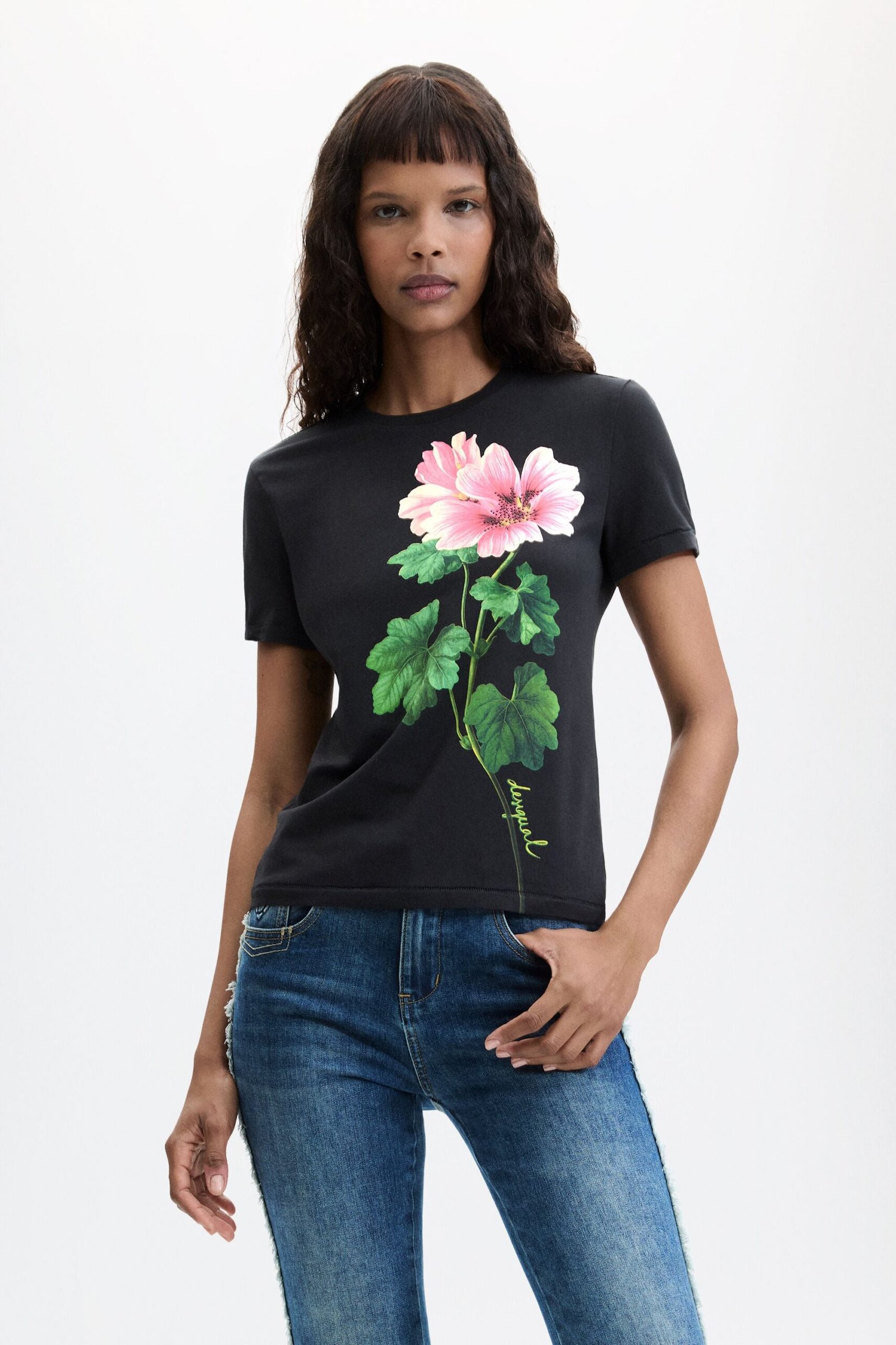 T-shirt met bloemenprint - BLACK - S 1 T-shirt met bloemenprint - BLACK - S