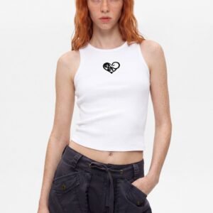 Mouwloos T-shirt 100% katoen - WHITE - XS