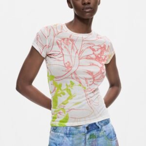 Bedrukt gebreid T-shirt - MATERIAL FINISHES - S