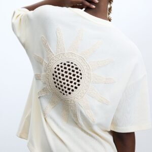 Gebreid T-shirt met korte mouwen - WHITE - L