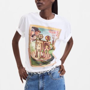 Bedrukte T-shirt 100% katoen - WHITE - XS