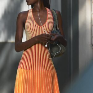 Mouwloze gebreide jurk - YELLOW - L