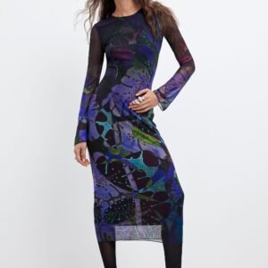 Bedrukte tulejurk M. C. Lacroix - BLUE - M