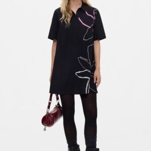 Kort bloemenjurk - BLACK - S
