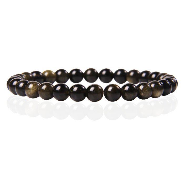 6mm Memphis Natuursteen Armband - Gold Obsidian 1 6mm Memphis Natuursteen Armband - Gold Obsidian
