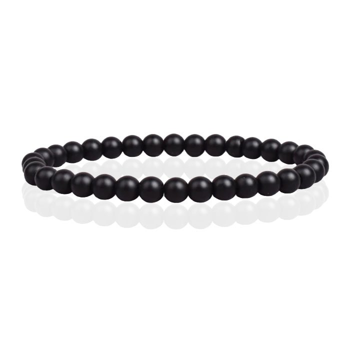 6mm Memphis Natuursteen Armband - Matte Onyx 1 6mm Memphis Natuursteen Armband - Matte Onyx