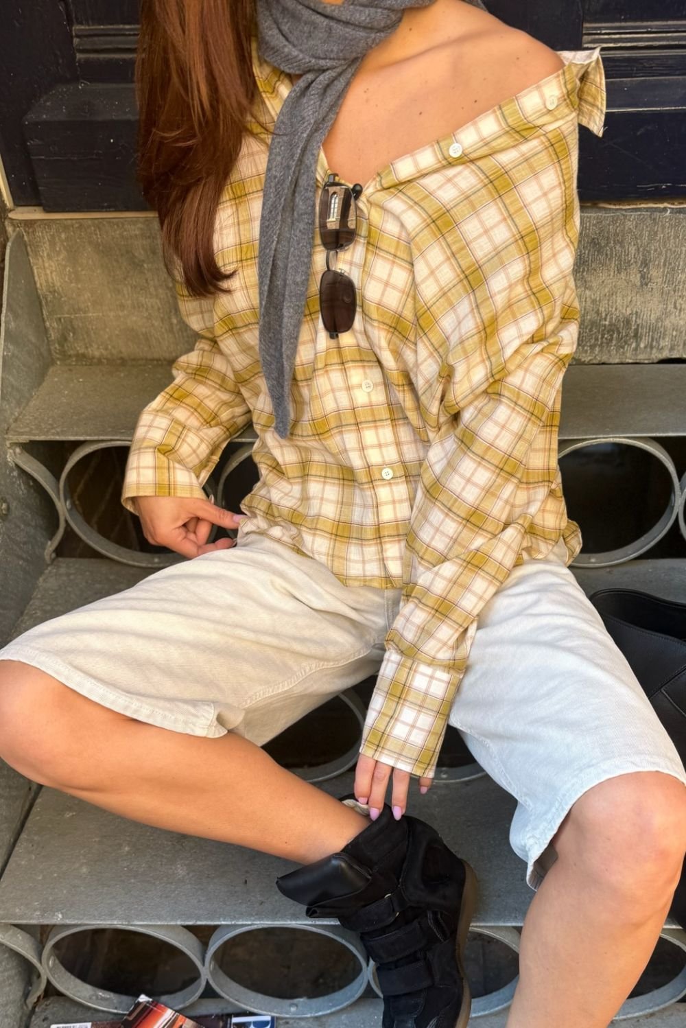 Academia blouse Marie 76D22-120 yellow checked 1 Academia blouse Marie 76D22-120 yellow checked