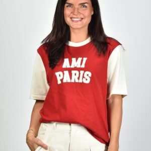 Ami Paris t-shirt UTS418.JE0272 rouge rubis/ivoire