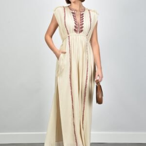 Marant Etoile jurk Liviane RO1050FA-D1J16E beige/red