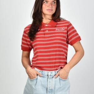 Sporty & Rich top Signature Logo Polo TO085710326RE33 ruby/white