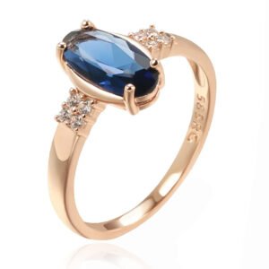 Cilla Jewels Damesring met Blauwe Zirkonia en Roségouden Plating-20mm