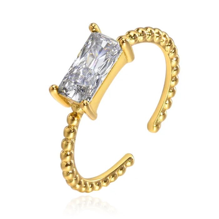 Cilla Jewels Vergulde Ring met Langwerpige Transparante Zirkonia 1 Cilla Jewels Vergulde Ring met Langwerpige Transparante Zirkonia
