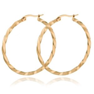 Dames Oorbellen Ringen Goudkleurig Gedraaid Edelstaal - 40mm