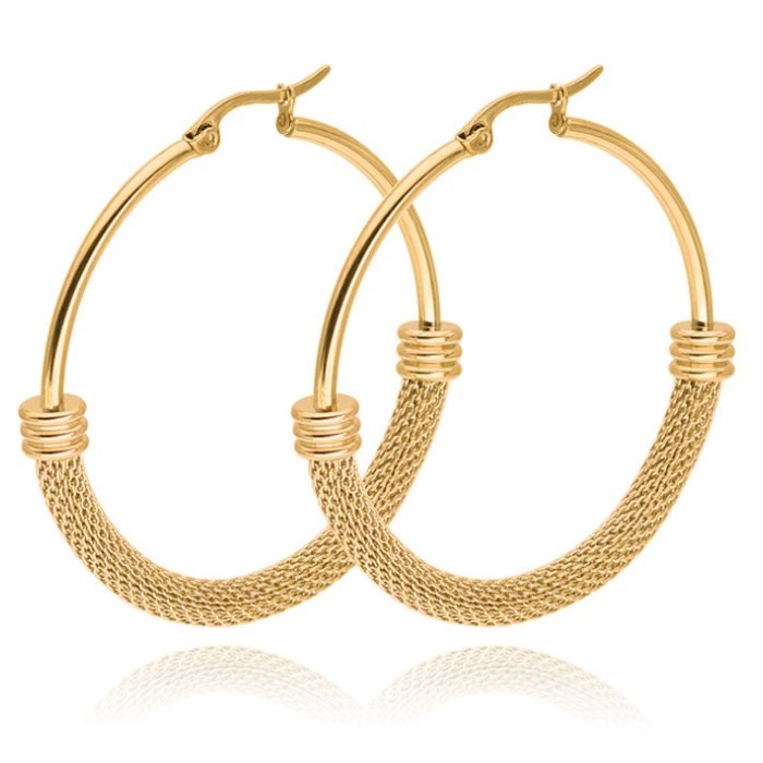 Dames Oorbellen Ringen Goudkleurig van Edelstaal - 60mm 1 Dames Oorbellen Ringen Goudkleurig van Edelstaal - 60mm