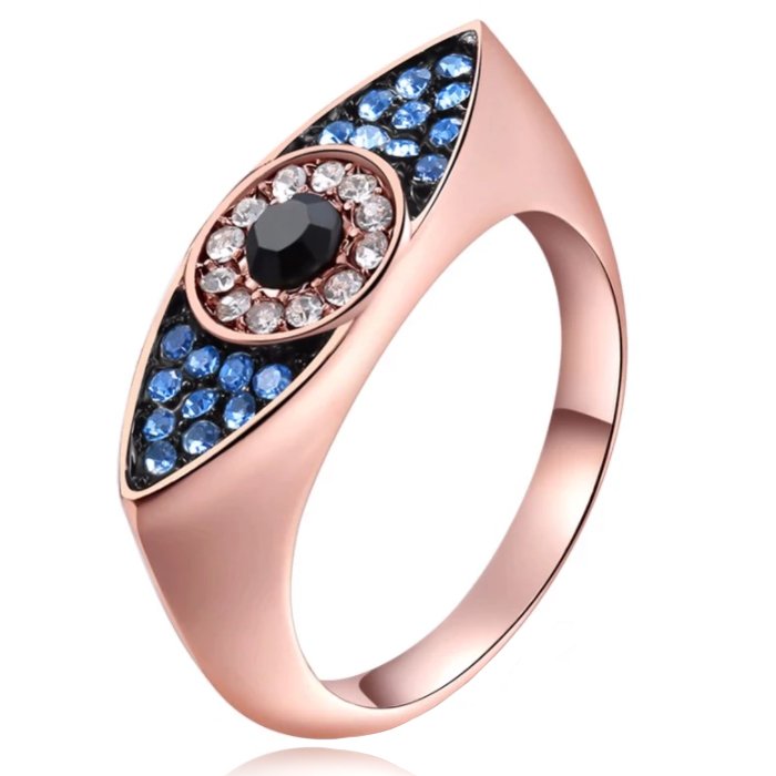 Dames Ring Boze Oog Rose kleurig van met Zirkonia-18mm 1 Dames Ring Boze Oog Rose kleurig van met Zirkonia-18mm