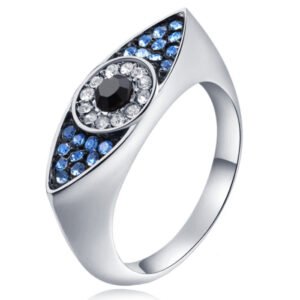 Dames Ring Boze Oog Zilverkleurig met Zirkonia-16mm
