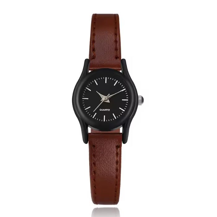 Dameshorloge met zwart uurwerk en bruin bandje - Tijdloos en chic