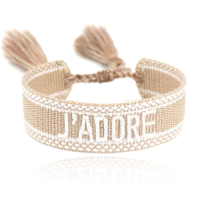 Deja J'adore Macramé Armband - Beige/Wit 1 Deja J'adore Macramé Armband - Beige/Wit