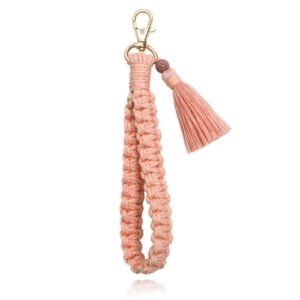 Deja Jewels Macramé Gevlochten Sleutelhanger - Roze