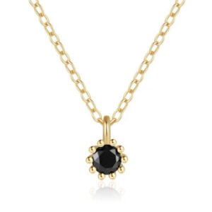 Elenza Goudkleurige Ketting met Zwarte Zirkonia in 925 Sterling Zilver