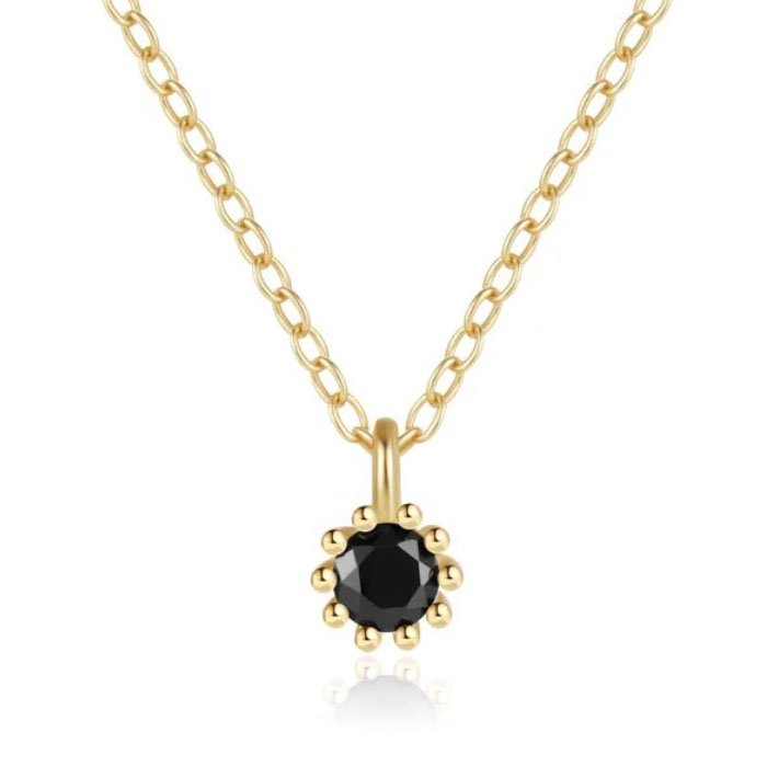 Elenza Goudkleurige Ketting met Zwarte Zirkonia in 925 Sterling Zilver