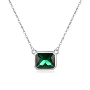 Elenza Smaragd CZ Ketting in 925 Zilver