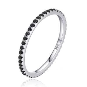 Elenza Sterling .925 Zilveren Eternity Ring met Zwarte Zirkonia-15mm