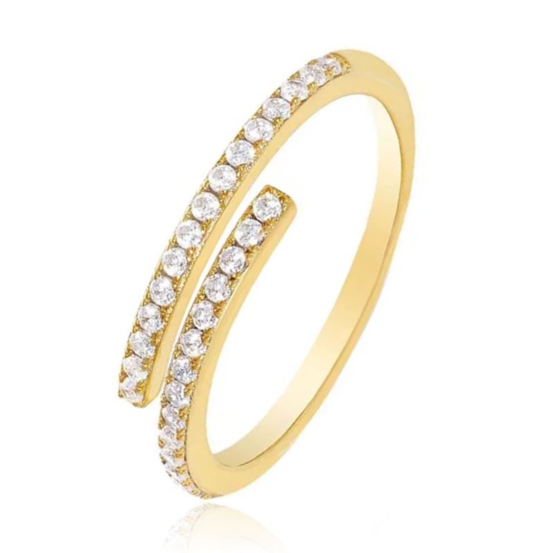 Elenza Verstelbare .925 Zilveren Ring met zirkonia Goudkleurig 1 Elenza Verstelbare .925 Zilveren Ring met zirkonia Goudkleurig
