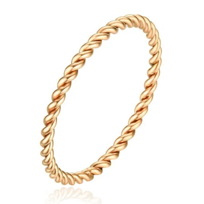 Gedraaide Elegante Dames Ring Edelstaal Verguld Goudkleurig-19mm 1 Gedraaide Elegante Dames Ring Edelstaal Verguld Goudkleurig-19mm