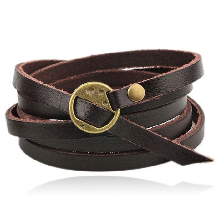 Leren Wikkelarmband LGT Jewels Verstelbaar Donkerbruin 1 Leren Wikkelarmband LGT Jewels Verstelbaar Donkerbruin