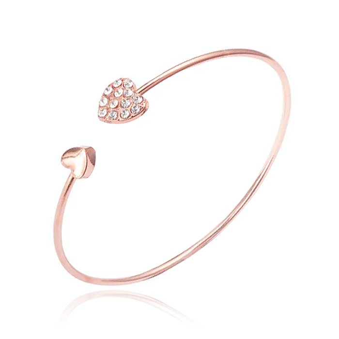 LGT JWLS Bangle Armband met Harten - Rose Gouden Coating 1 LGT JWLS Bangle Armband met Harten - Rose Gouden Coating