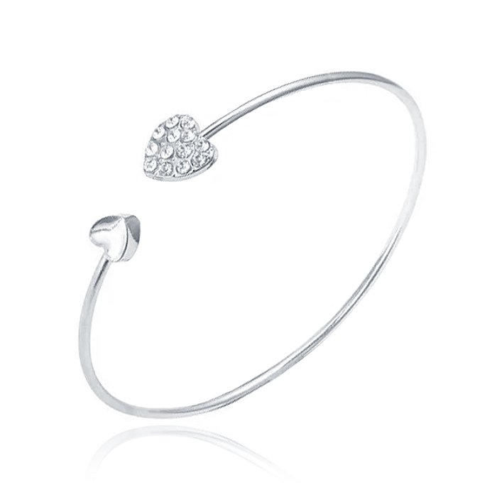 LGT JWLS Bangle Armband met Harten - Zilveren Coating 1 LGT JWLS Bangle Armband met Harten - Zilveren Coating