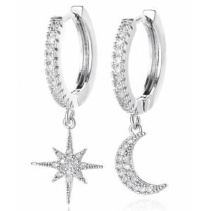 LGT JWLS Oorringen met Ster en Maan Hanger - Star Moon Silver