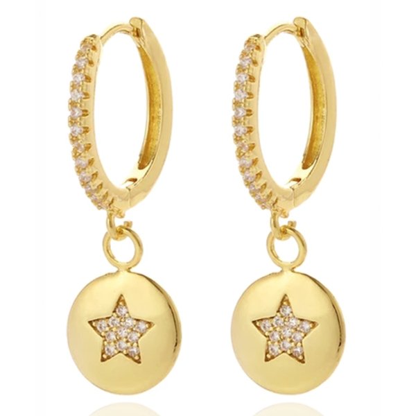LGT JWLS Oorringen met Ster Hanger - Star Label Goudkleurig 1 LGT JWLS Oorringen met Ster Hanger - Star Label Goudkleurig