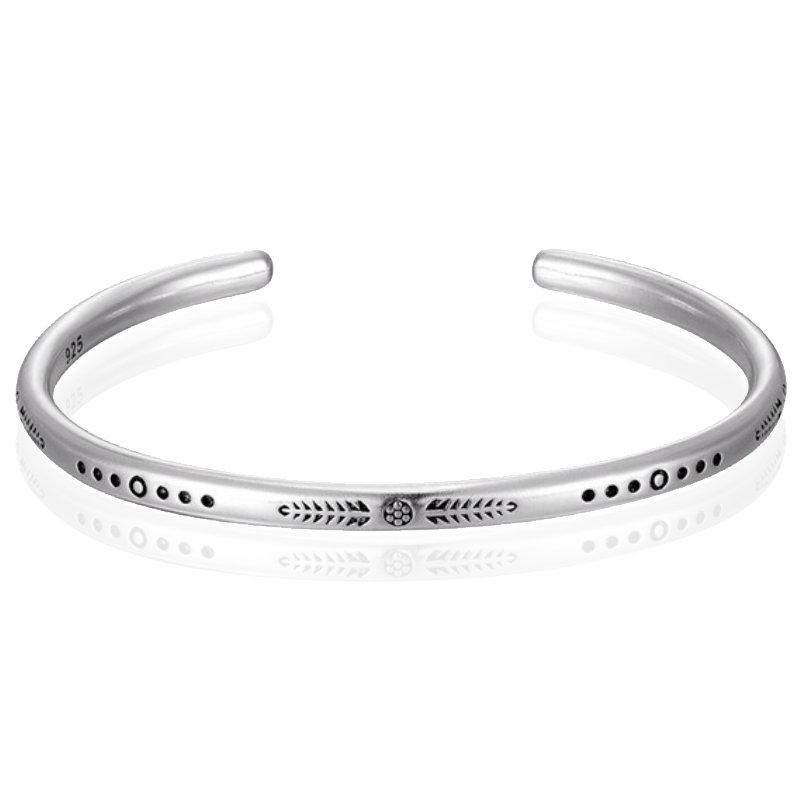 LGT JWLS Vintage Manchetarmband - Tibetaans Zilver - Flower 1 LGT JWLS Vintage Manchetarmband - Tibetaans Zilver - Flower