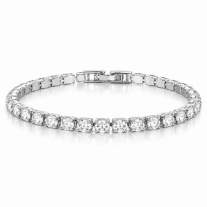 LGT JWLS Zilverkleurige Dames Tennisarmband met Witte Zirkonia 4 mm - 19cm