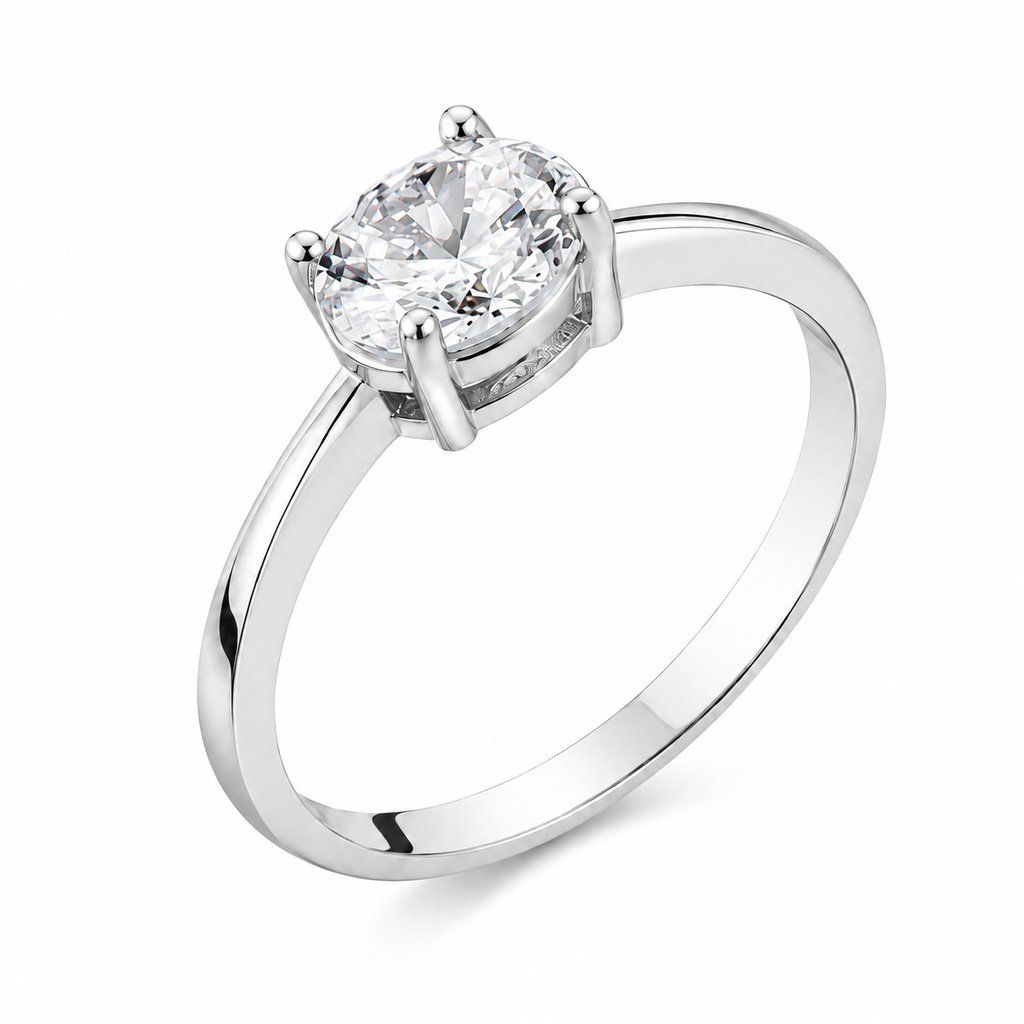 LGT JWLS Zilverkleurige Damesring met Solitair Geplaatste Ronde Zirkonia - 19mm 1 LGT JWLS Zilverkleurige Damesring met Solitair Geplaatste Ronde Zirkonia - 19mm