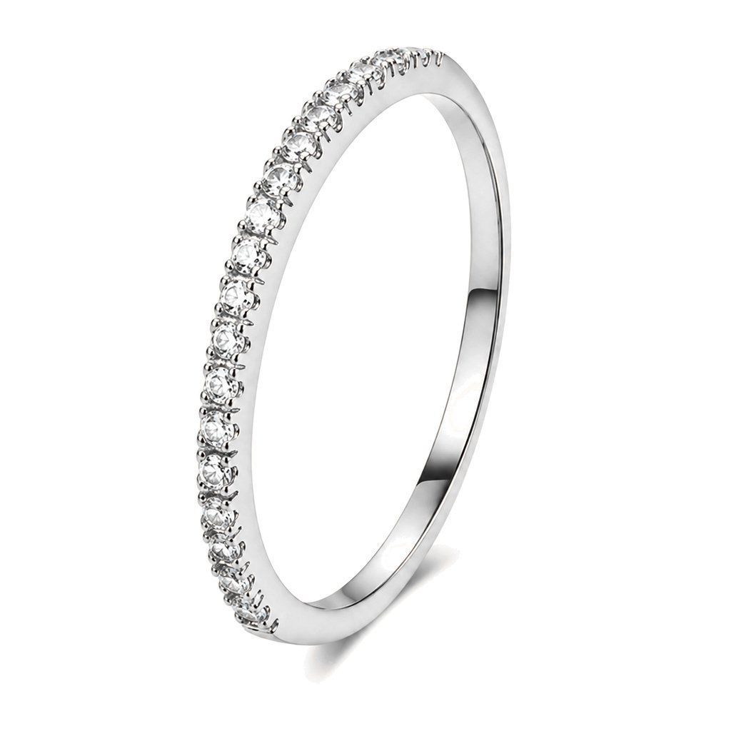 LGT JWLS Zilverkleurige Smalle Damesring met Rij Zirkonia - 17mm 1 LGT JWLS Zilverkleurige Smalle Damesring met Rij Zirkonia - 17mm
