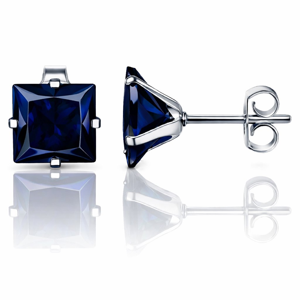 LGT JWLS Classic Stud Oorbellen Vierkant - Blauw Zilver-8mm 1 LGT JWLS Classic Stud Oorbellen Vierkant - Blauw Zilver-8mm