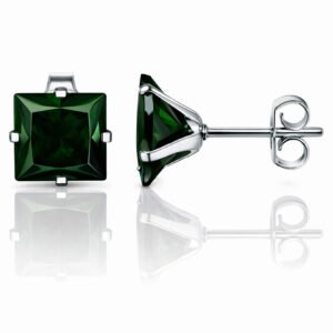 LGT JWLS Classic Stud Oorbellen Vierkant - Groen Zilver-6mm