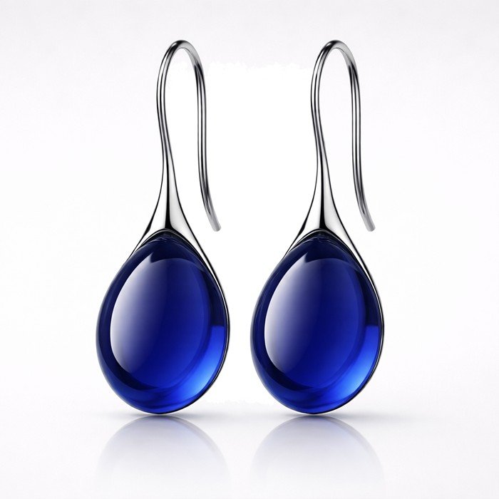 LGT JWLS Druppel Oorbellen voor Dames - Zilverkleurig met Blauwe Zirkonia Druppelstenen
