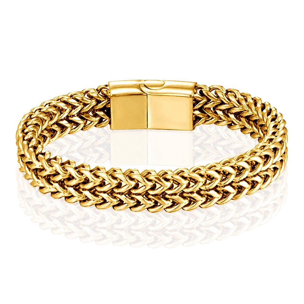 LGT JWLS Heren Armband - Dubbele Curb Chain van Edelstaal, Goud-19cm 1 LGT JWLS Heren Armband - Dubbele Curb Chain van Edelstaal, Goud-19cm