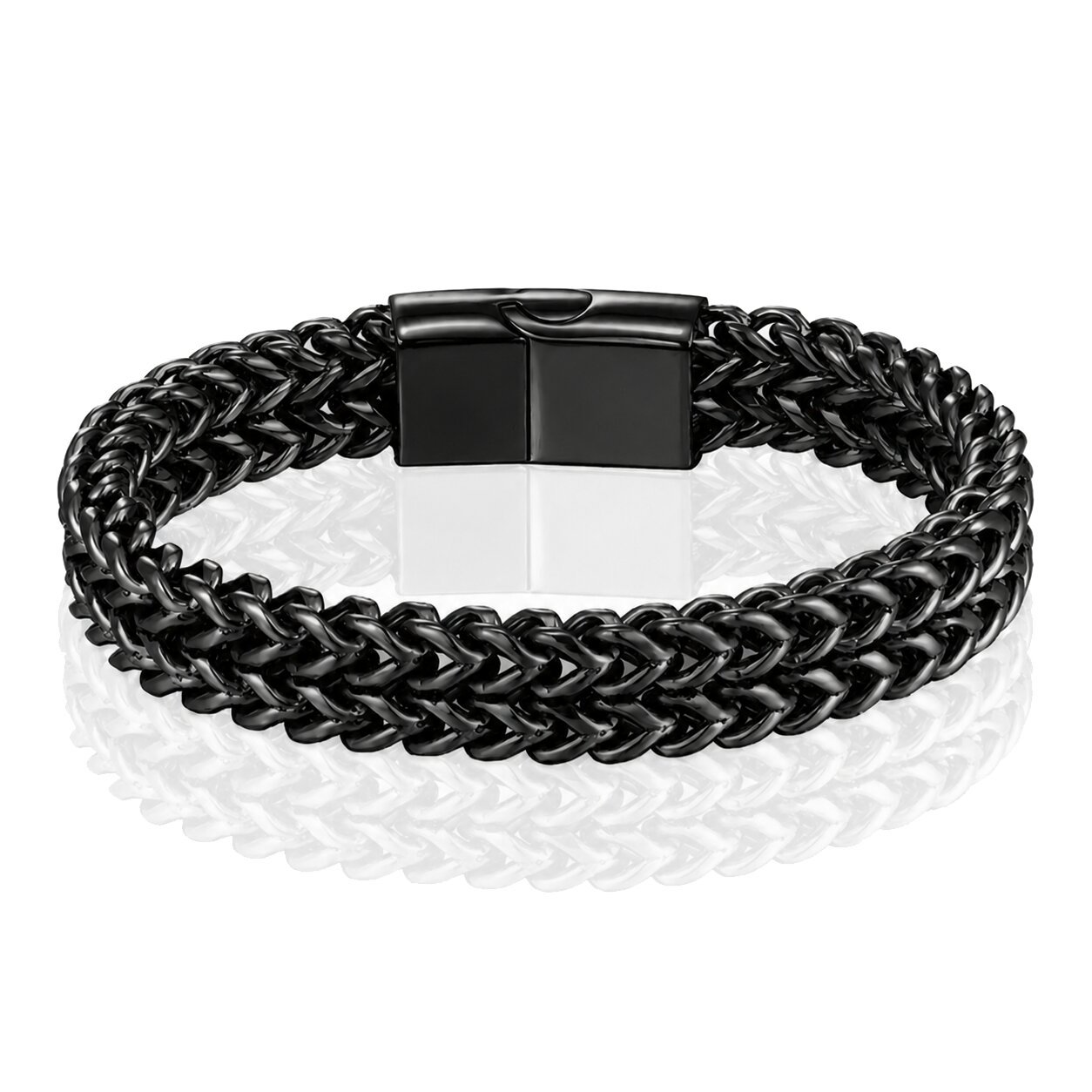 LGT JWLS Heren Armband - Dubbele Curb Chain van Edelstaal, Zwart-23cm 1 LGT JWLS Heren Armband - Dubbele Curb Chain van Edelstaal, Zwart-23cm