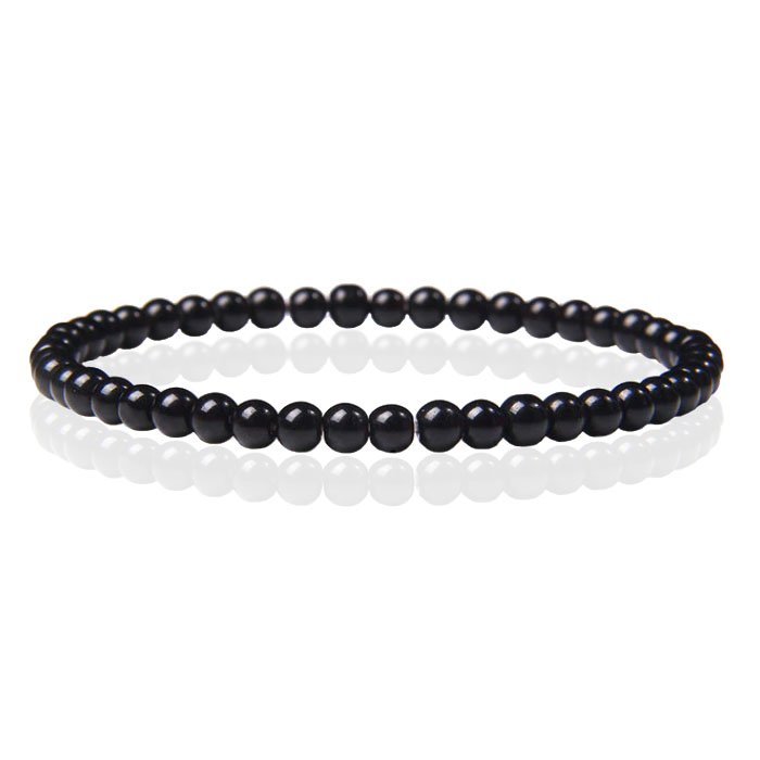 Memphis Natuursteen Armband - 4mm Polished Onyx Agate - 19cm 1 Memphis Natuursteen Armband - 4mm Polished Onyx Agate - 19cm