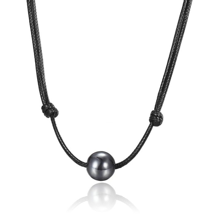 Memphis Verstelbare Heren Collier - Single Bead Hematite 1 Memphis Verstelbare Heren Collier - Single Bead Hematite