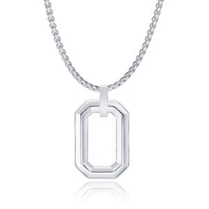 Mendes Herenketting met Minimalistische Geometrische Hanger - Zilver