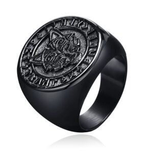 Mendes Nordic Ring - Runic Wolf Black-18mm