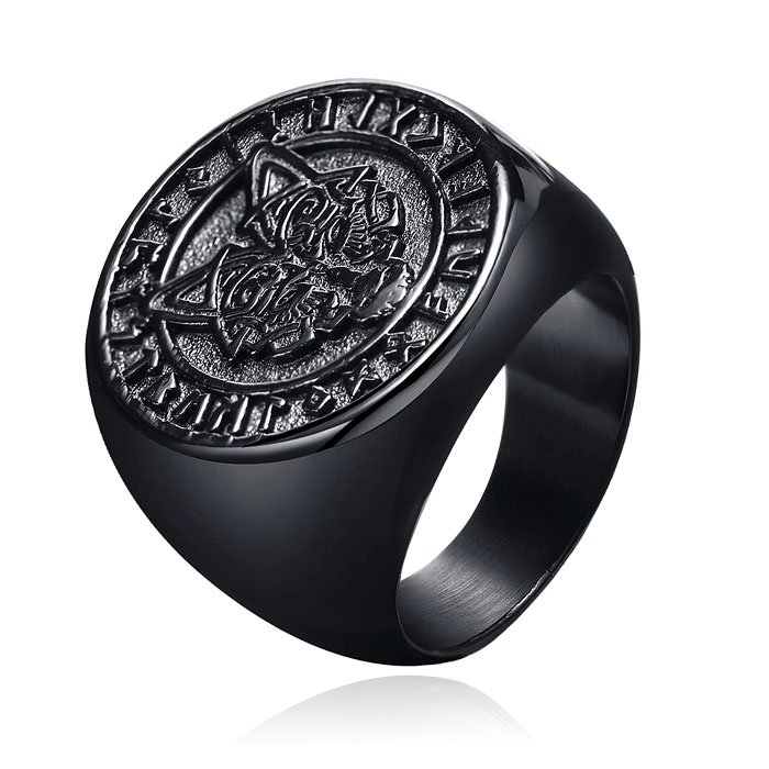 Mendes Nordic Ring - Runic Wolf Black-18mm 1 Mendes Nordic Ring - Runic Wolf Black-18mm