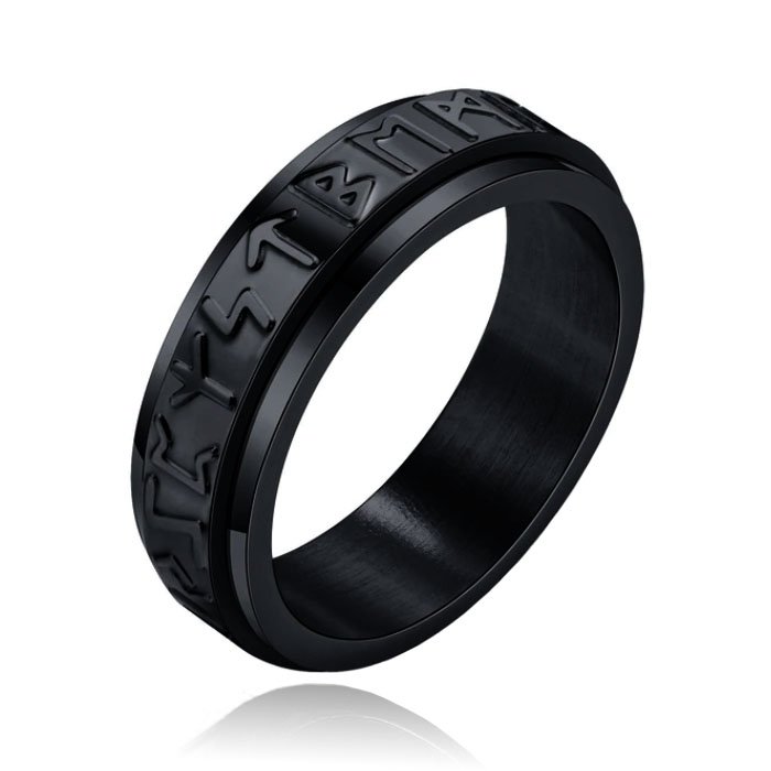 Mendes Viking Script Ring - Edelstaal Zwart-20mm 1 Mendes Viking Script Ring - Edelstaal Zwart-20mm